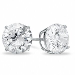 16k White Gold Round CZ Earrings
